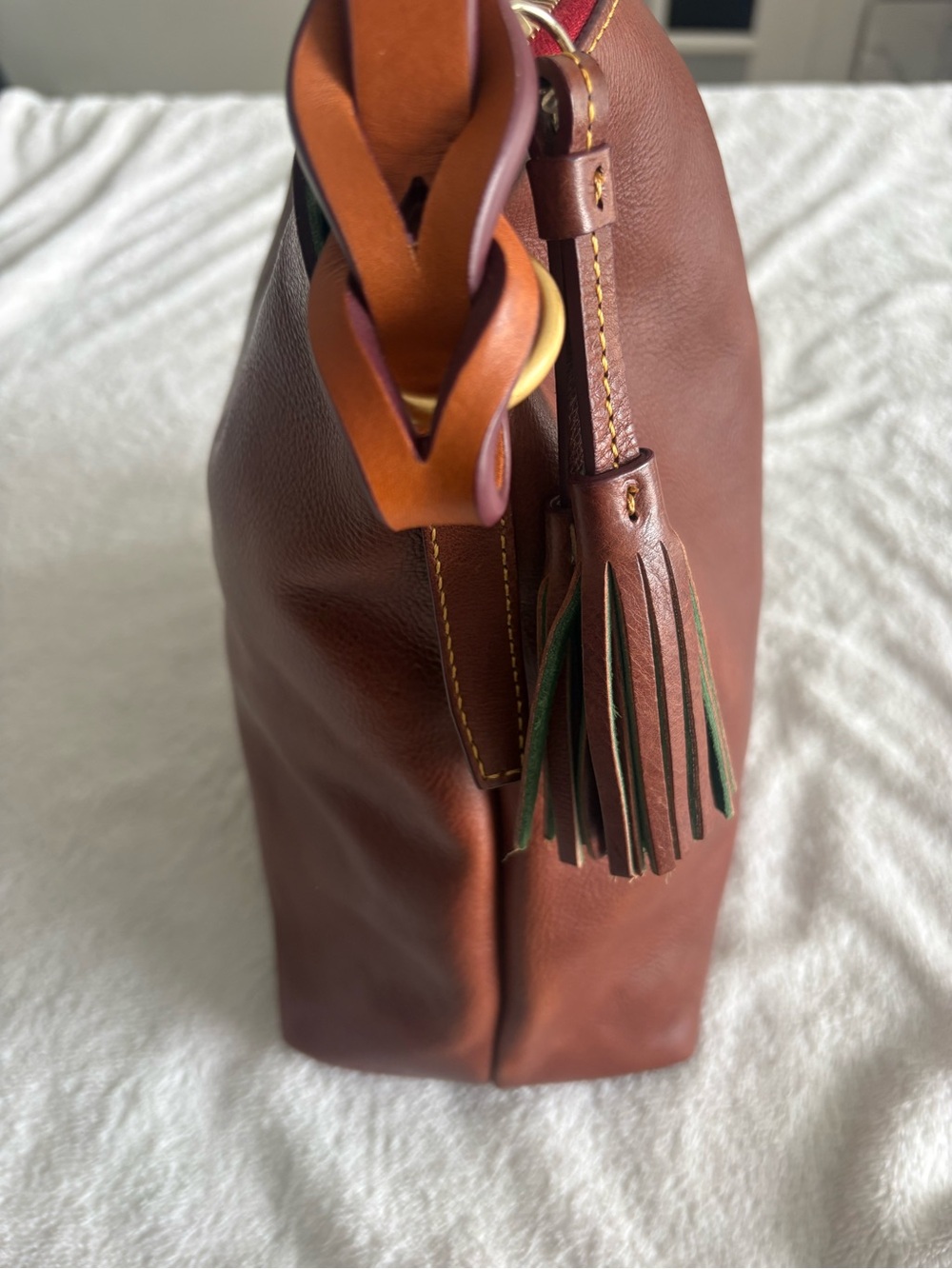 Dooney & Bourke Florentine Chestnut Brown Leather Shoulder Hobo twist strap - Picture 4 of 8